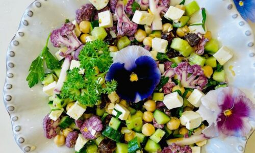 Mediterranean Cucumber Chickpea & Cauliflower Salad