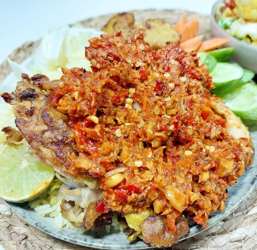 Ayam Geprek (Indonesian Smashed Crispy Sambal Chicken)