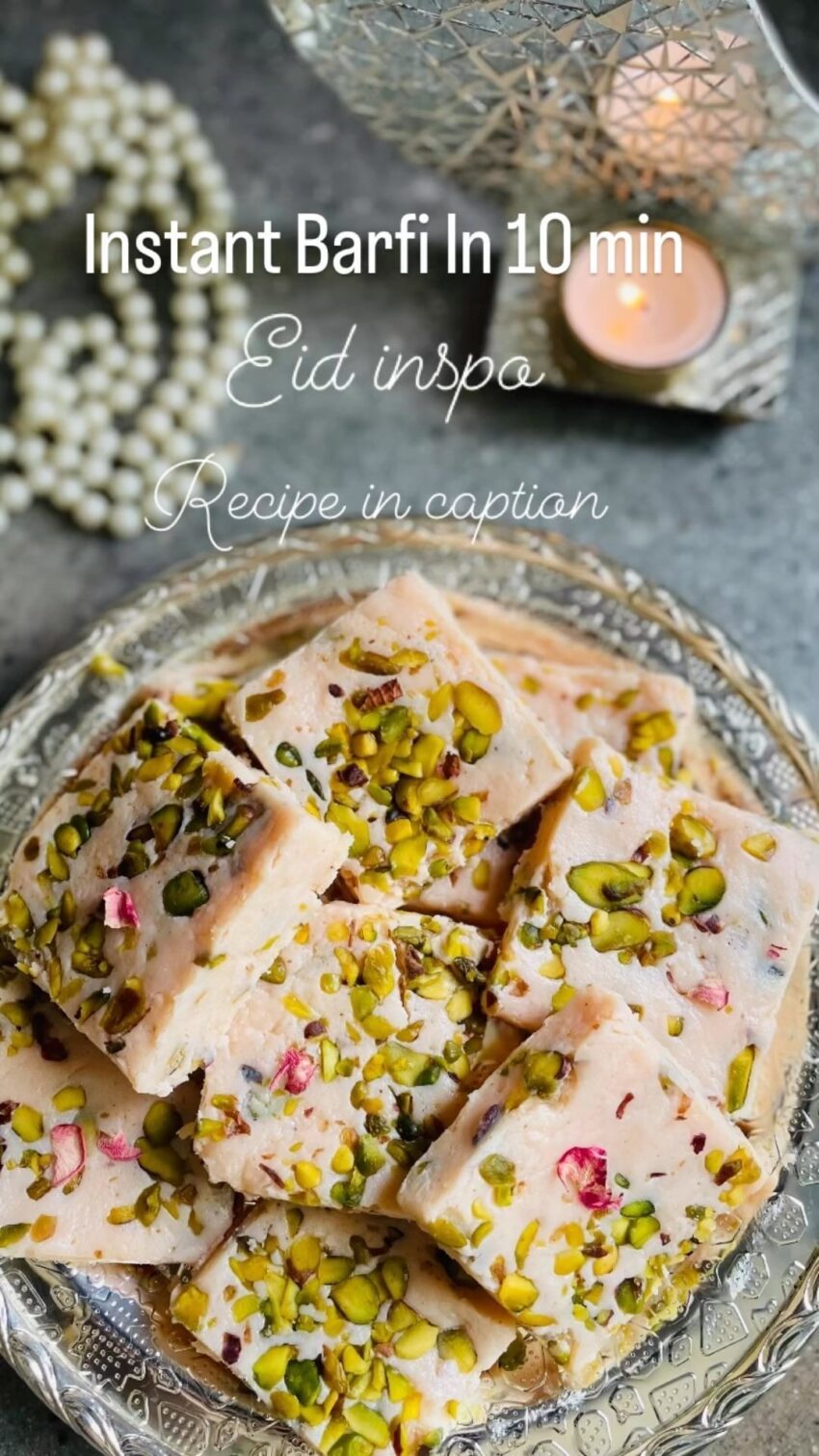 Instant Milk Barfi With Rose And Pistachios
