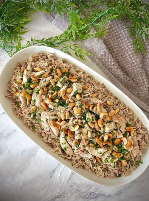 Lebanese chicken mansaf rice dish