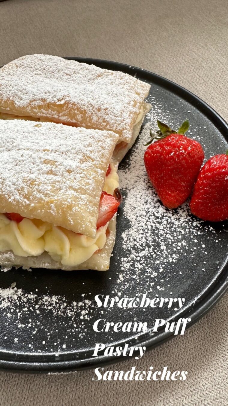 Strawberry And Cream Puff Pastry Sandwiches