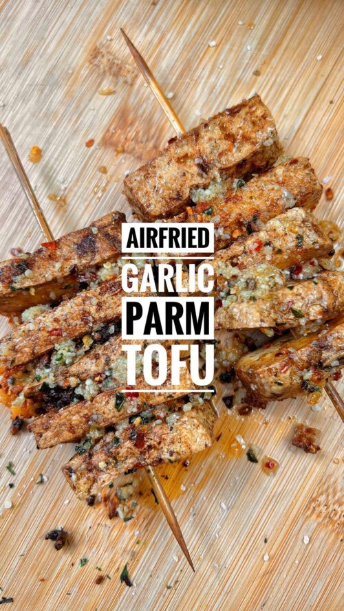 Garlic parmesan tofu skewers