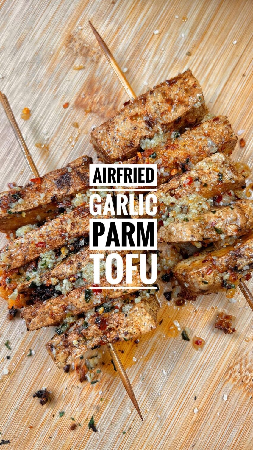 Airfried Garlic Parm Tofu Skewers