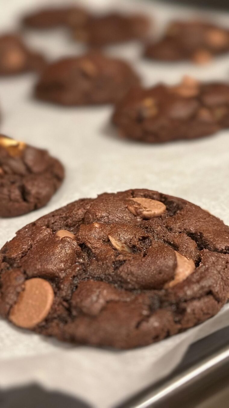 Chewy Avocado Oil Double Chocolate Walnut Cookies