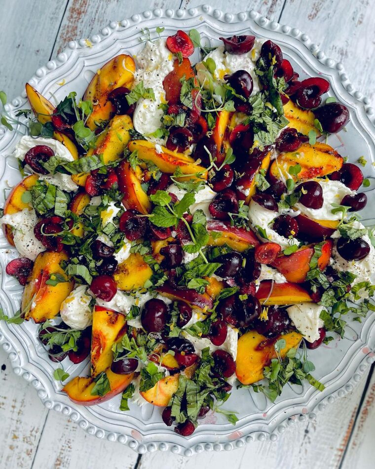 Grilled Nectarines With Burrata Herbs