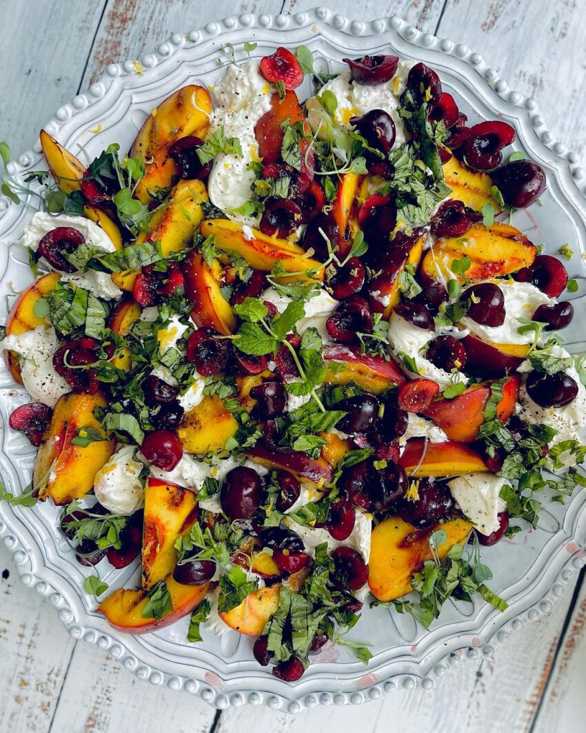 Grilled Nectarines With Burrata Herbs