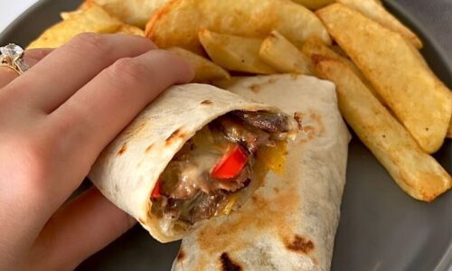Leftover Steaks Cheese Steak Wraps
