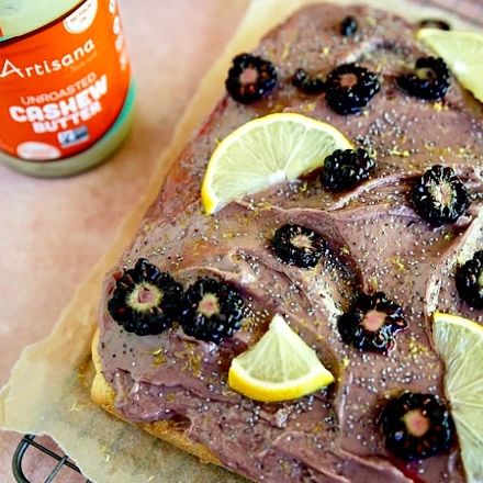Lemon Blackberry Cake With Cashew Butter Frosting