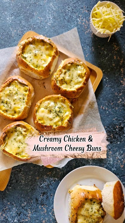 Creamy Chicken & Mushroom Cheesy Buns
