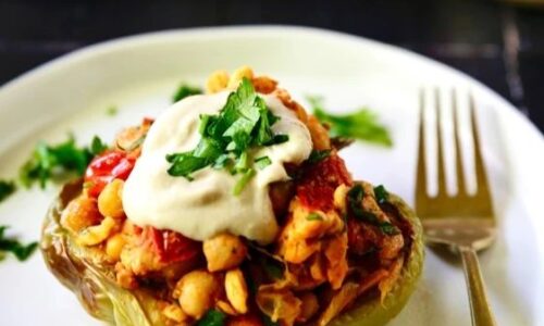 Stuffed Bell Pepper With Smoky Tempeh Chickpeas & Veggies