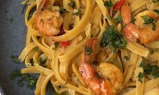 Easy Dairy Free Garlic Prawn Pasta