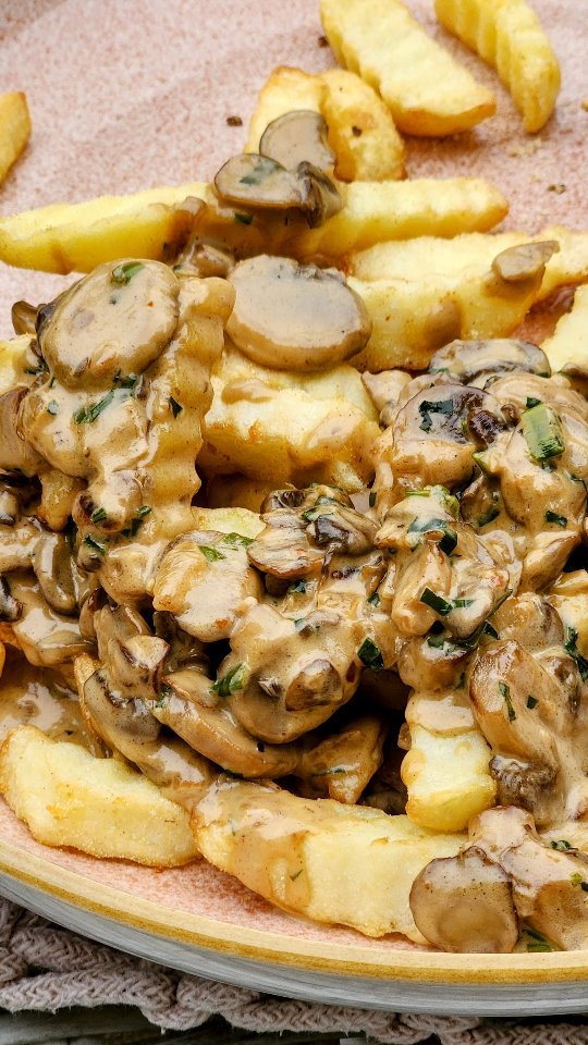 Hot Chips With Mushroom Sauce