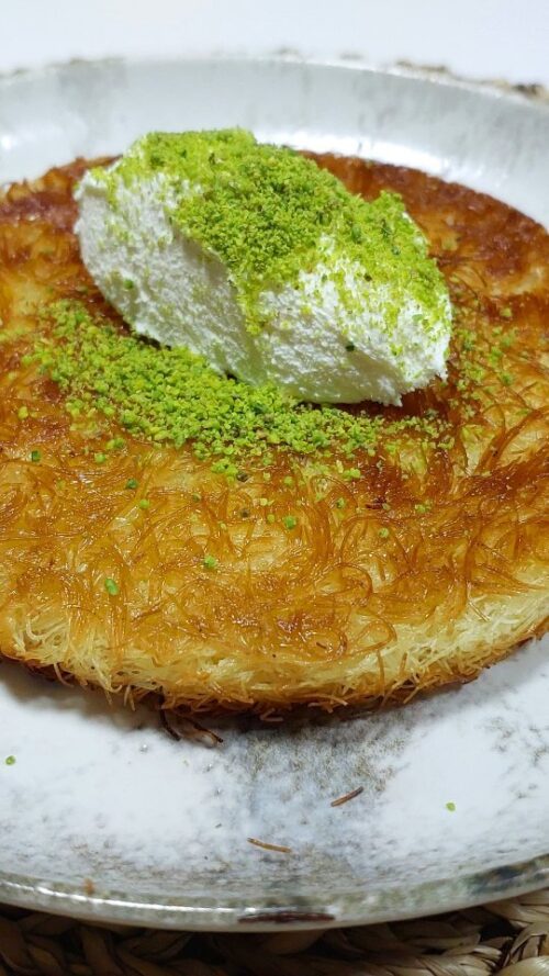 Kunefe crispy cheese dessert