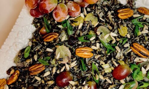 Wild Rice With Sunflower Seeds Dried Cranberries Grapes Herbs And Pecans