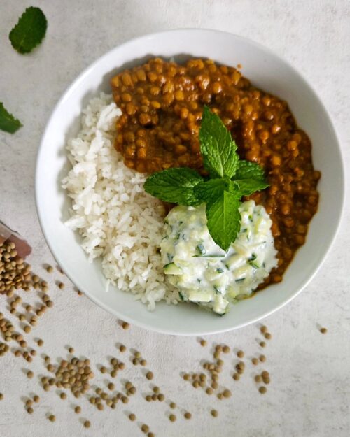 Brown lentils masoor curry
