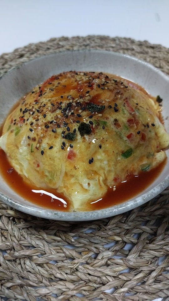 Crab Omelette Over Rice