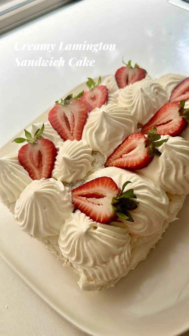 Creamy Lamington Sandwich Cake