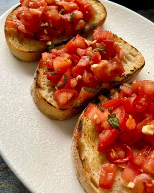 Mint bruschetta