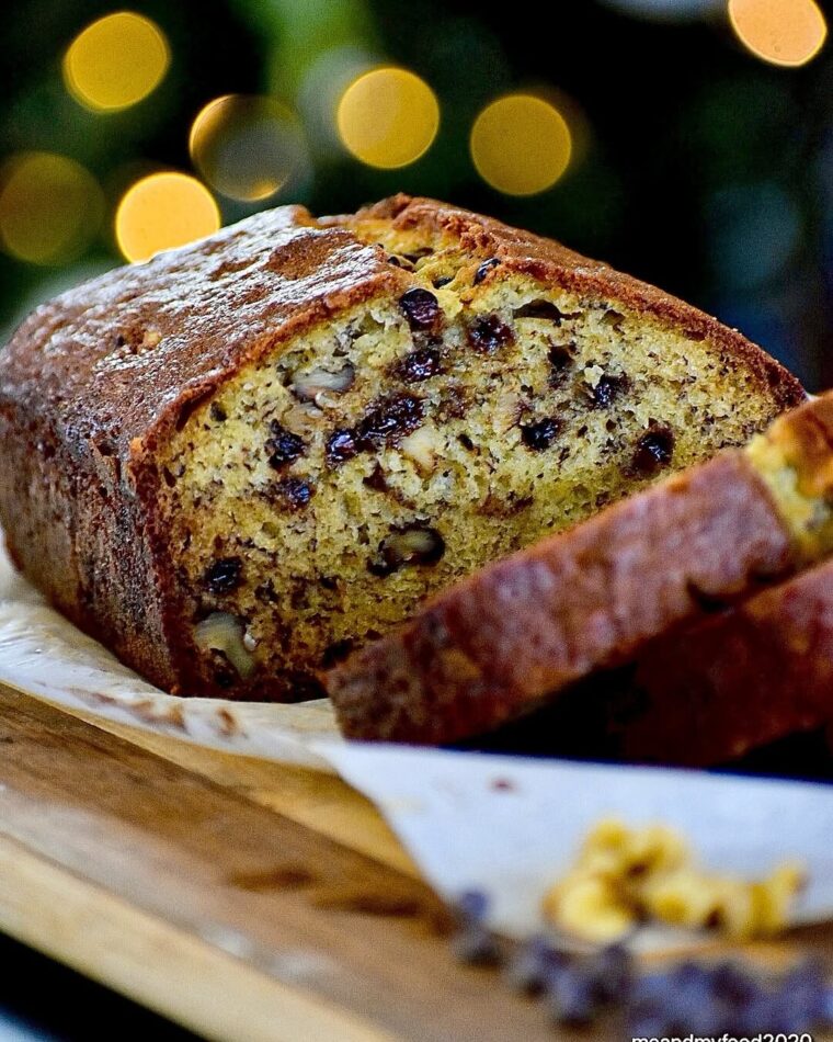 Banana Bread With Mini Chocolate Chips And Walnuts