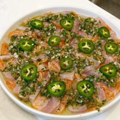 Salmon kingfish crudo