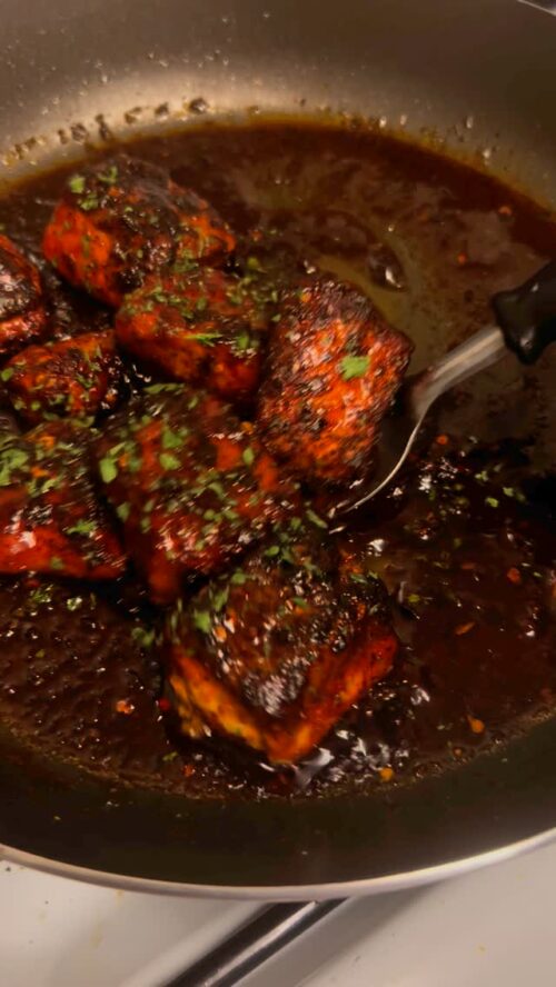 Sweet chilli salmon bites