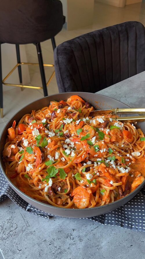 Prawn linguine pasta