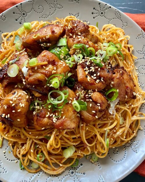 Orange chicken noodles