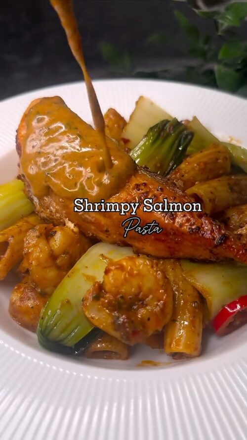 Shrimp salmon pasta